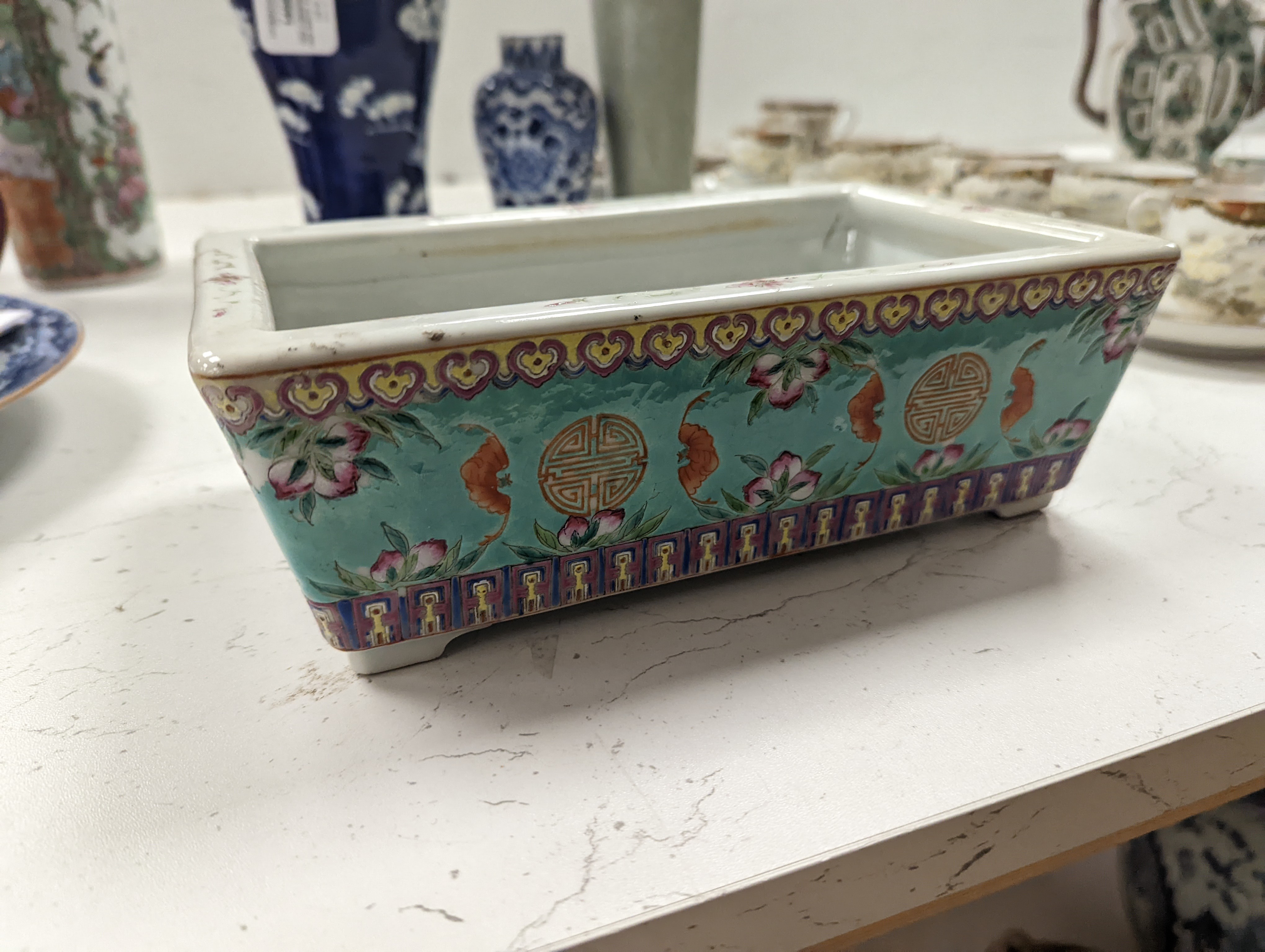 Chinese famille rose planter or narcissus dish, Republic Period 24cm